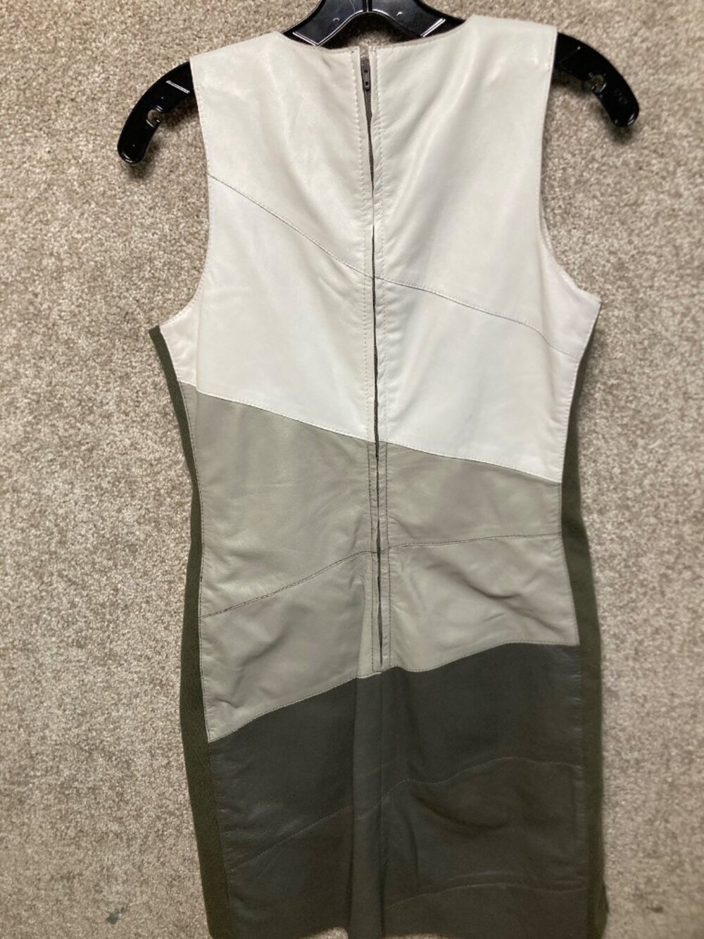 Cigno Nero Leather Colorblock Asymmetric Pattern Sz 38 Midi Edgy Elegance